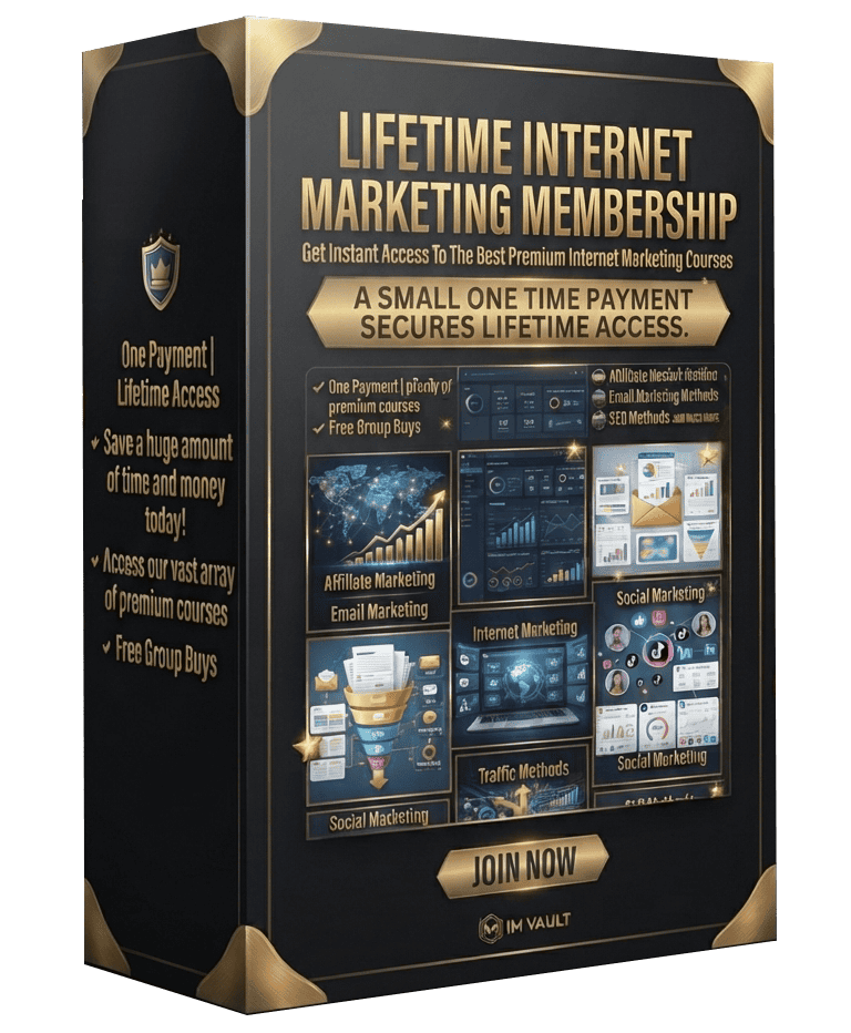 Lifetime internet marketing membership with instant access to courses and tools.